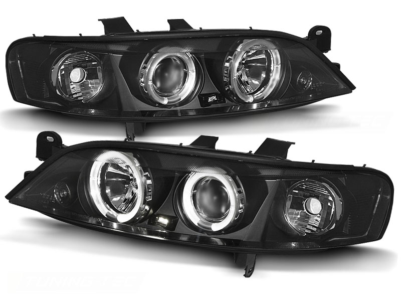 Headlights Opel Vectra B 99-02 Black + HaloRim