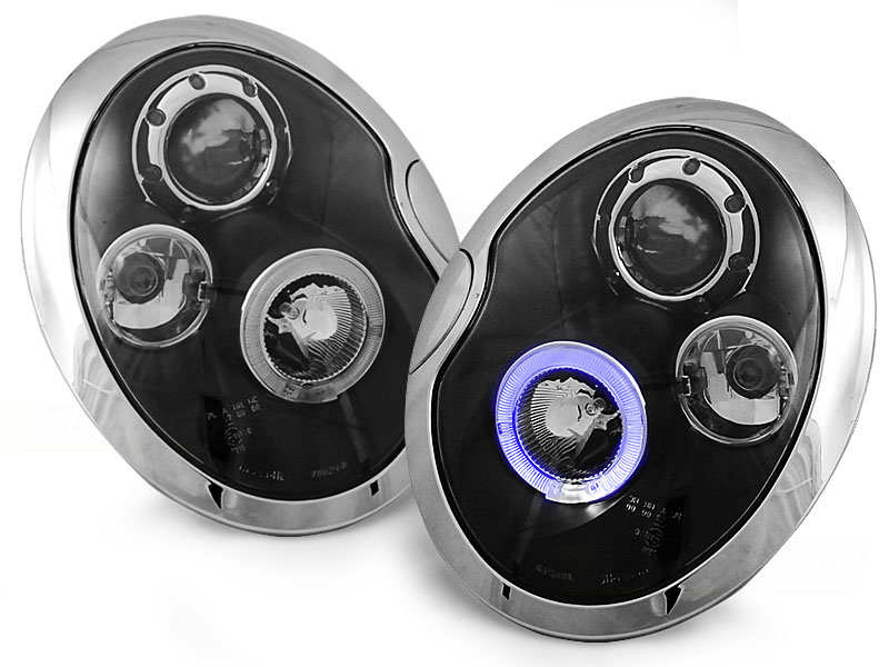 Set Headlights  BMW New Mini R50-R53 2001-2006 - Black - incl. Halos