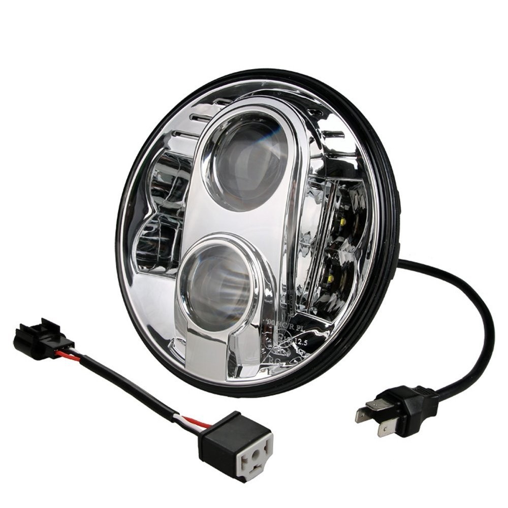 7 inch LED Headlight - Round 9-36V, Chrome