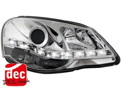 Headlights VW Polo 9N3 05-09 Dayline Devil Eyes chrome