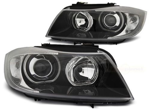 Headlights BMW E90/E91 Angel Eyes Black CCFL