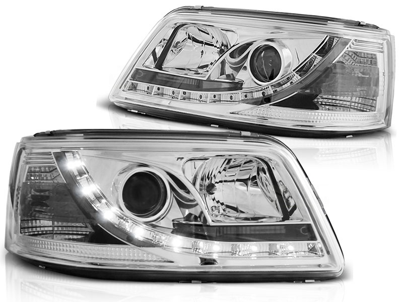 Headlights VW T5 03-09 Devil Eyes Dlite LED Chrome