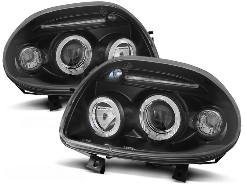 Headlights Angel Eyes Renault Clio B 9.98–5.01 Black