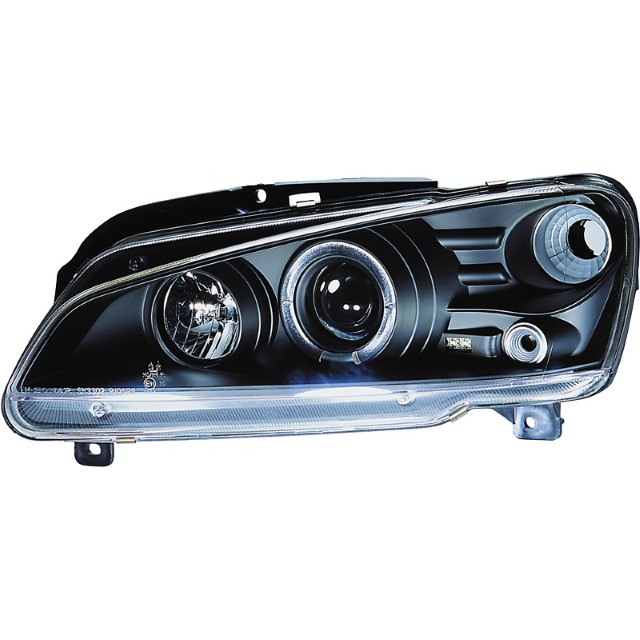 Headlights Peugeot 106 4/96- Black + Halo/Indicator