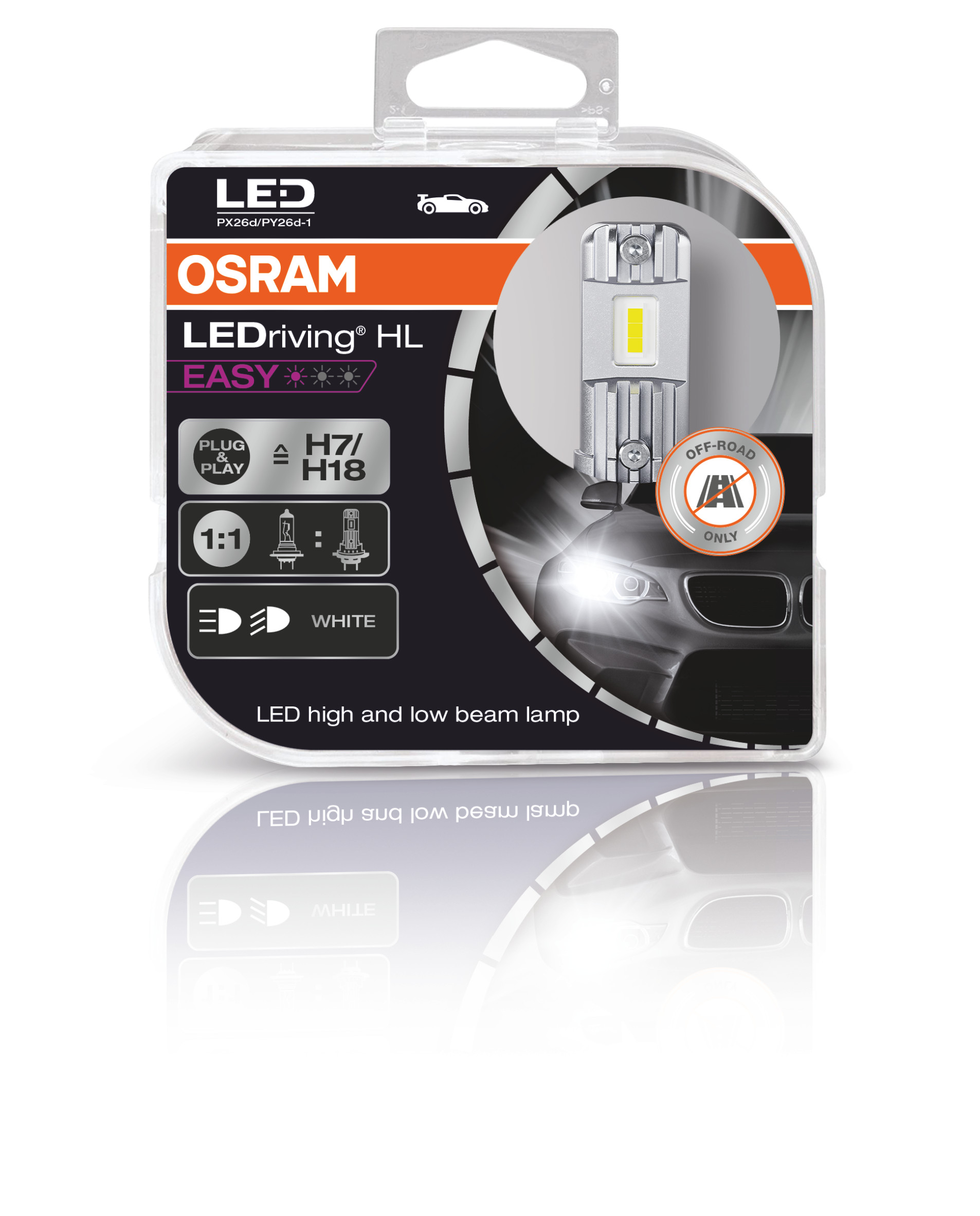 OSRAM LEDriving HL EASY H7/H18 12V 16.2W PX26d/PY26d-1 6000K White 2St.