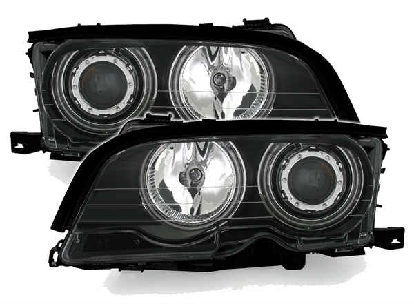 Headlights BMW E46 coupe/cabrio 99-01 CCFL Angel Eyes black