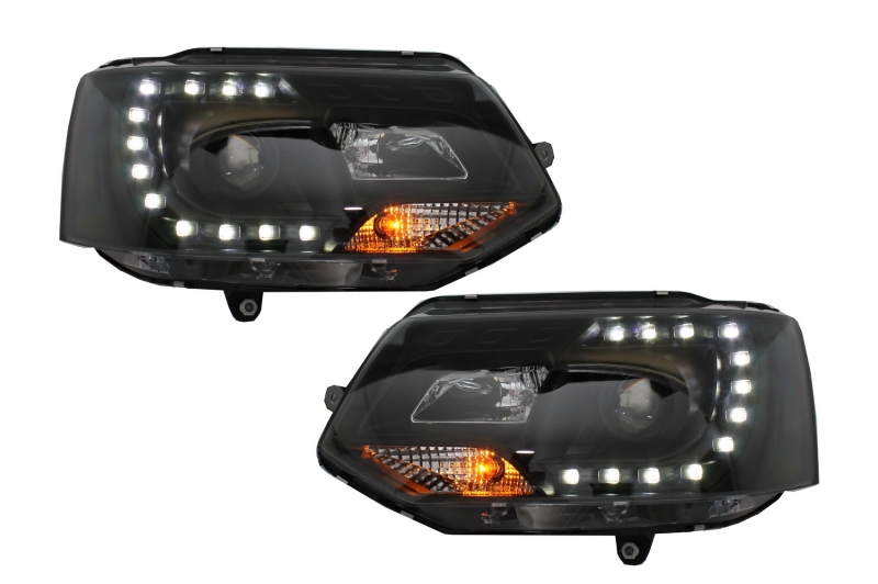 Headlights VW T5 bus 09- LED DRL black