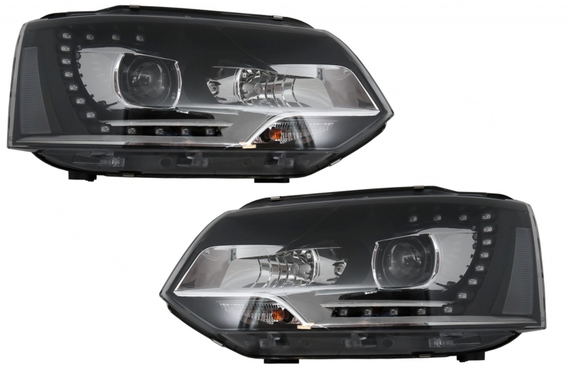 Headlights VW T5 bus 09-15 LED DRL black