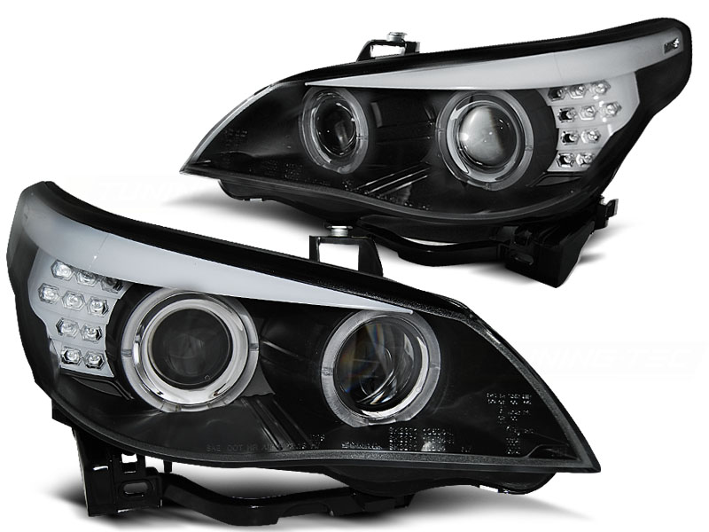 Headlights BMW E60 Chrome 04 -07 with LED F10 look