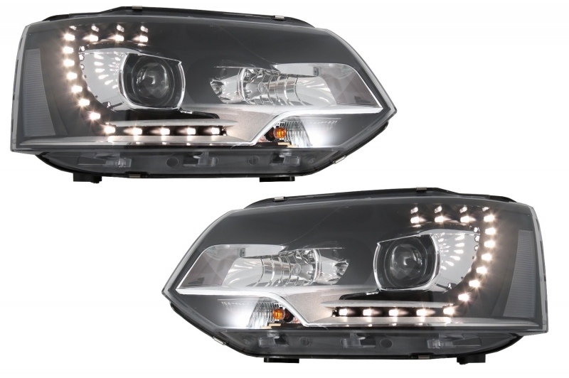 Headlights VW T5 bus 09-15 LED DRL black