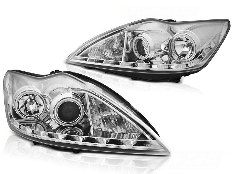 Koplampen Ford Focus 08-11 CCFL Devil/Angel Eyes chroom