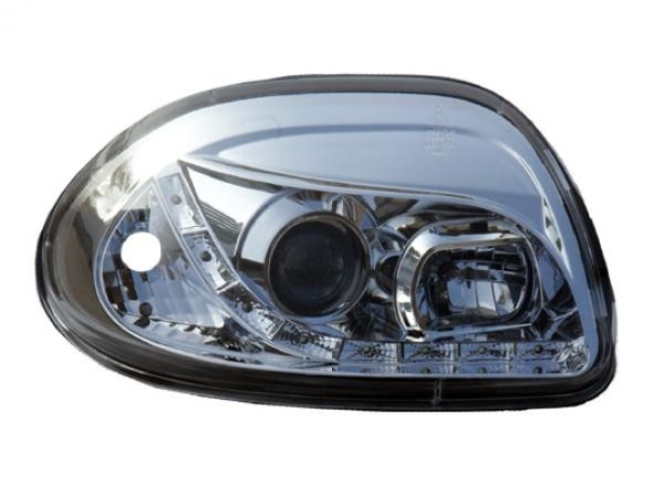 Headlights Renault Clio 98-05 Devil Eyes DRL look chrome