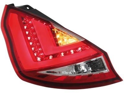 Ford Fiesta LED Tail Lights Red/Chrome 08-
