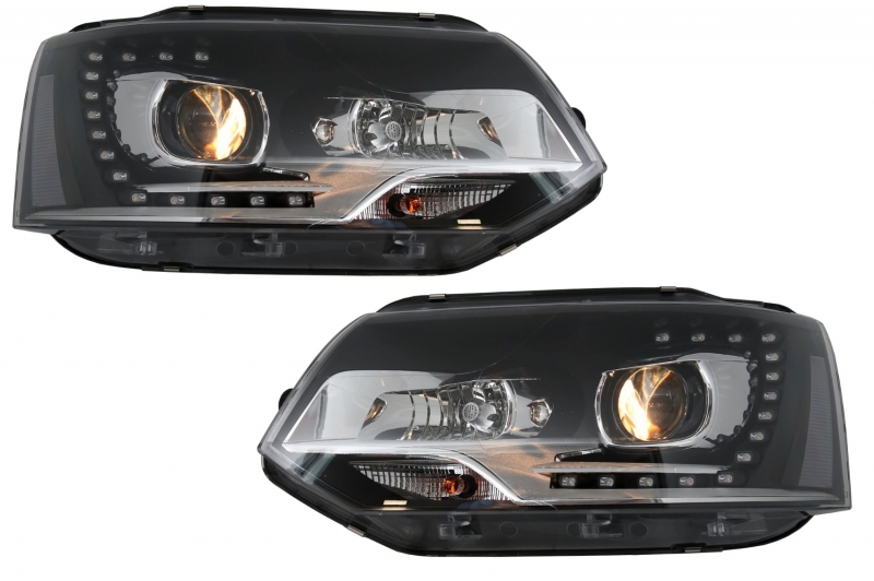 Headlights VW T5 bus 09-15 LED DRL black