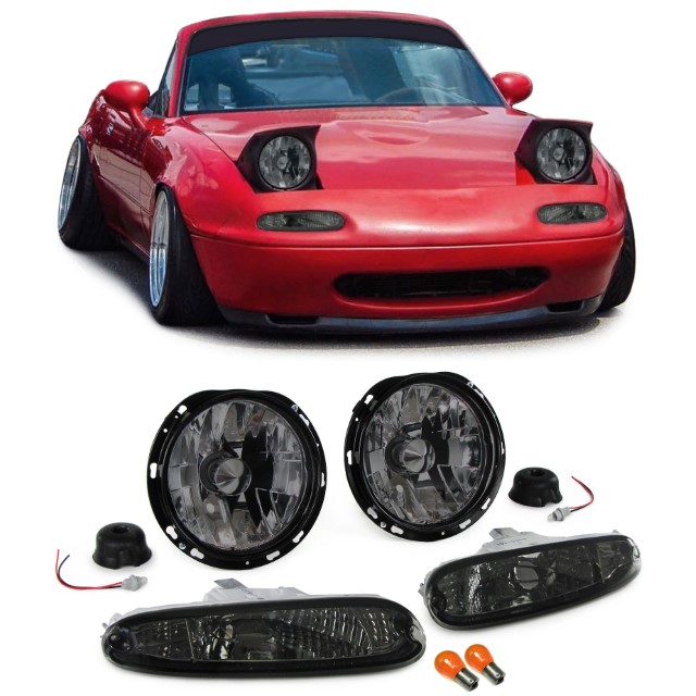 Mazda MX-5 NA 90-98 clear headlights incl indicators Smoke