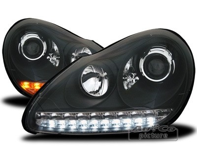 Headlights Porsche Cayenne xenon LED DRL look cayenne black