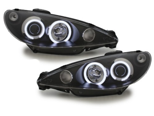 Headlights Peugeot 206 98-02 (niet GTI) CCFL Angel Eyes black