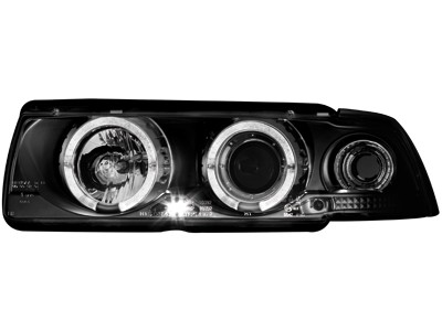 Hauptscheinwerfer BMW E36 limousine Angel Eyes Schwarz