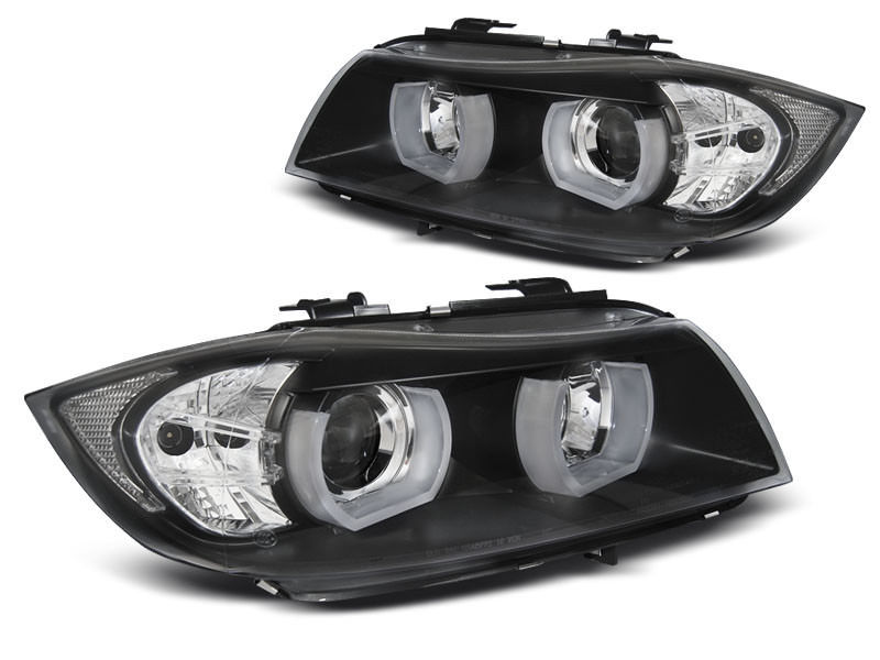 Headlights BMW E90/E91 Angel Eyes Black CCFL