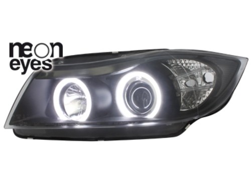 Headlights BMW E90/E91 Angel Eyes Black CCFL