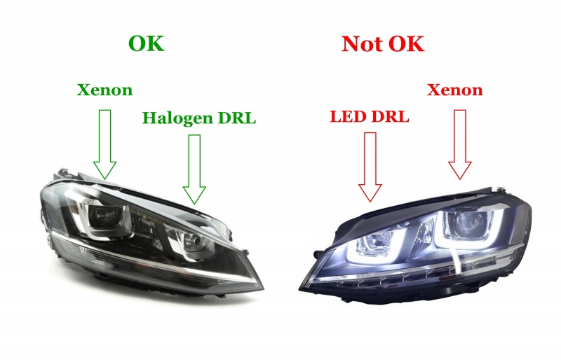 Headlights VW Golf VII OSRAM FULL LED Black (for Xenon and Halo DRL)