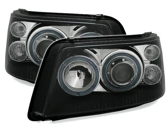 Headlights VW T5 Angel Eyes Black