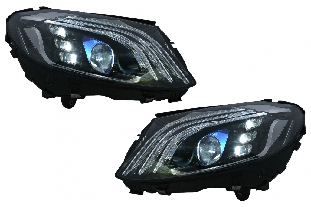 Headlights Mercedes C-Class W205 Full LED Tube Black