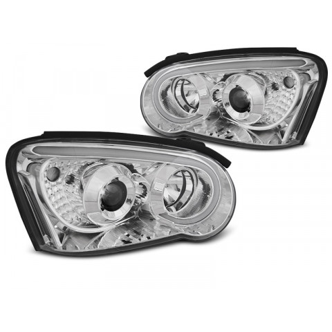 Headlights Subaru Impreza 03-05 Black + Stadslightrings