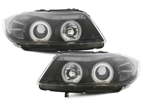 Headlights BMW E90/E91 Angel Eyes Black CCFL