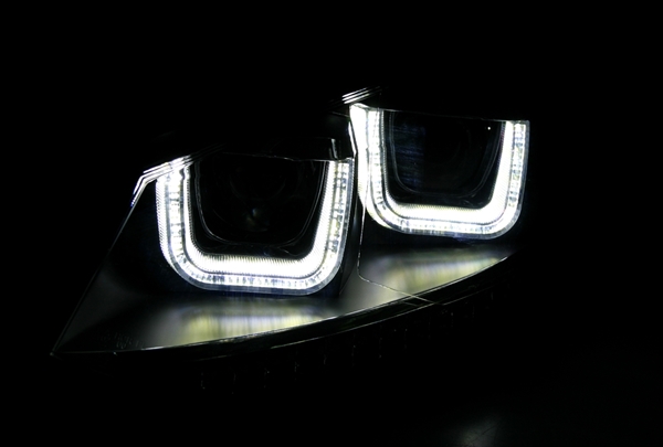 Headlights VW Polo 6R 09- DRL Black/Red Facelift look