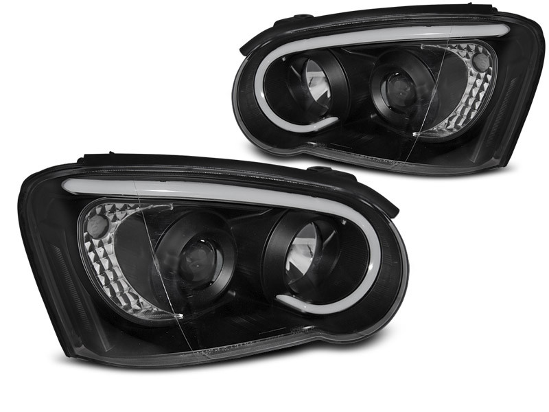 Headlights Subaru Impreza 03-05 Black + Stadslightrings