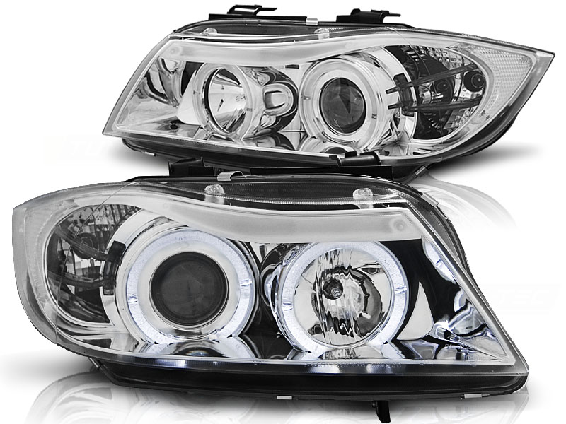 Headlights BMW 3 serie E90 Angel Eyes Chrome