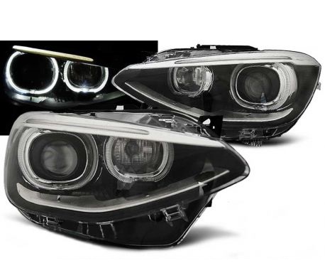 Headlights BMW F20/F21 Angel Eyes Black