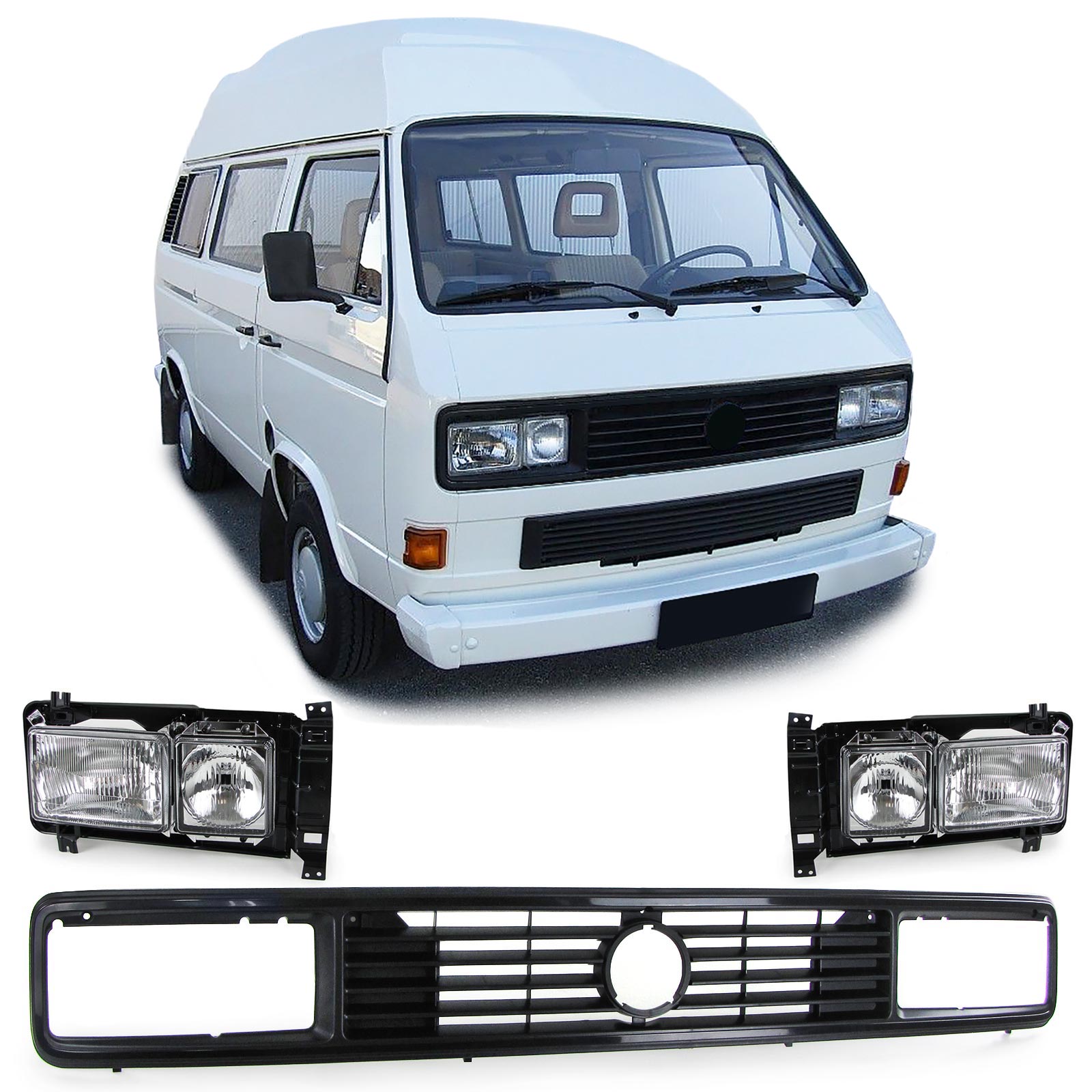 Headlights + Grill VW Bus T2 / T3 Straight nose