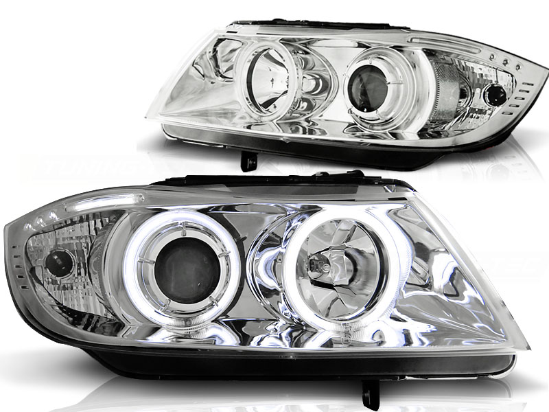 Headlights BMW E90 Angel Eyes CCFL Chrome