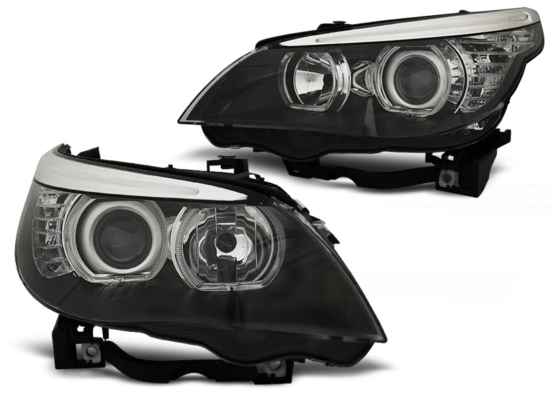 Headlights BMW E60 Chrome 04 -07 with LED F10 look