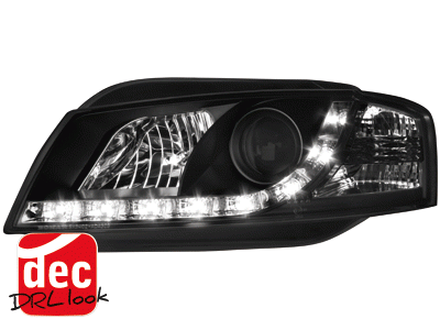 Headlights Audi A3 8P 03-08 LED Devil Eyes Dayline Black