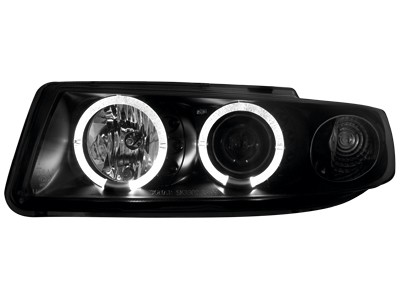 Headlights Seat Leon/Toledo 99-04 Angel Eyes Black clear