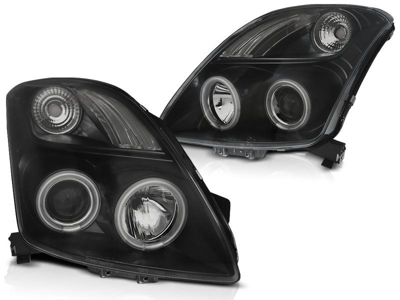 Headlights Suzuki Swift Angel Eyes CCFL Black