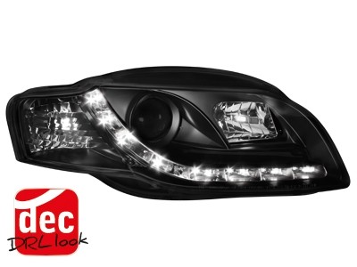 Headlights Audi A4 B7 Devil Eyes Dayline Black ELR