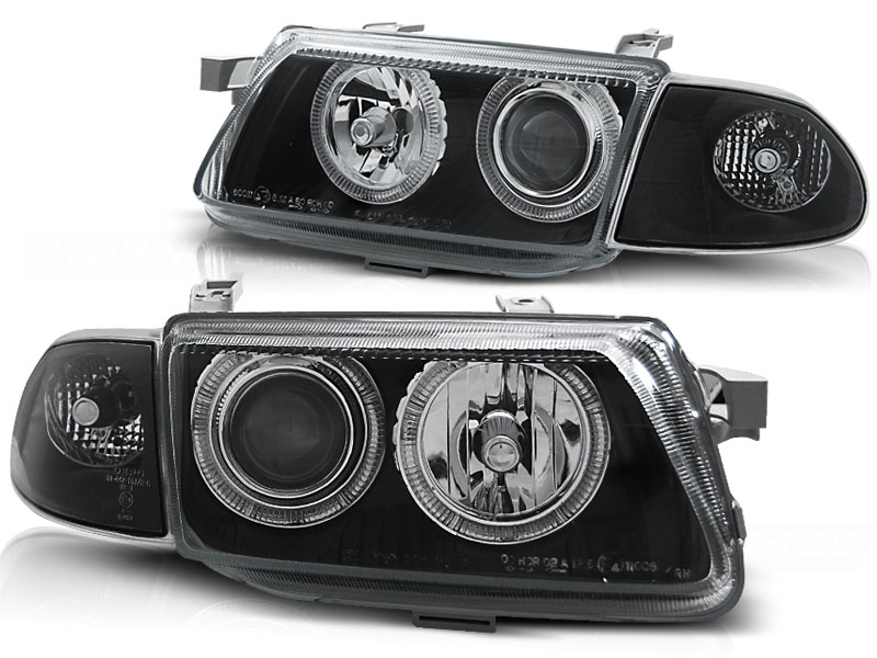 Headlights Opel Astra F Angel Eyes Black