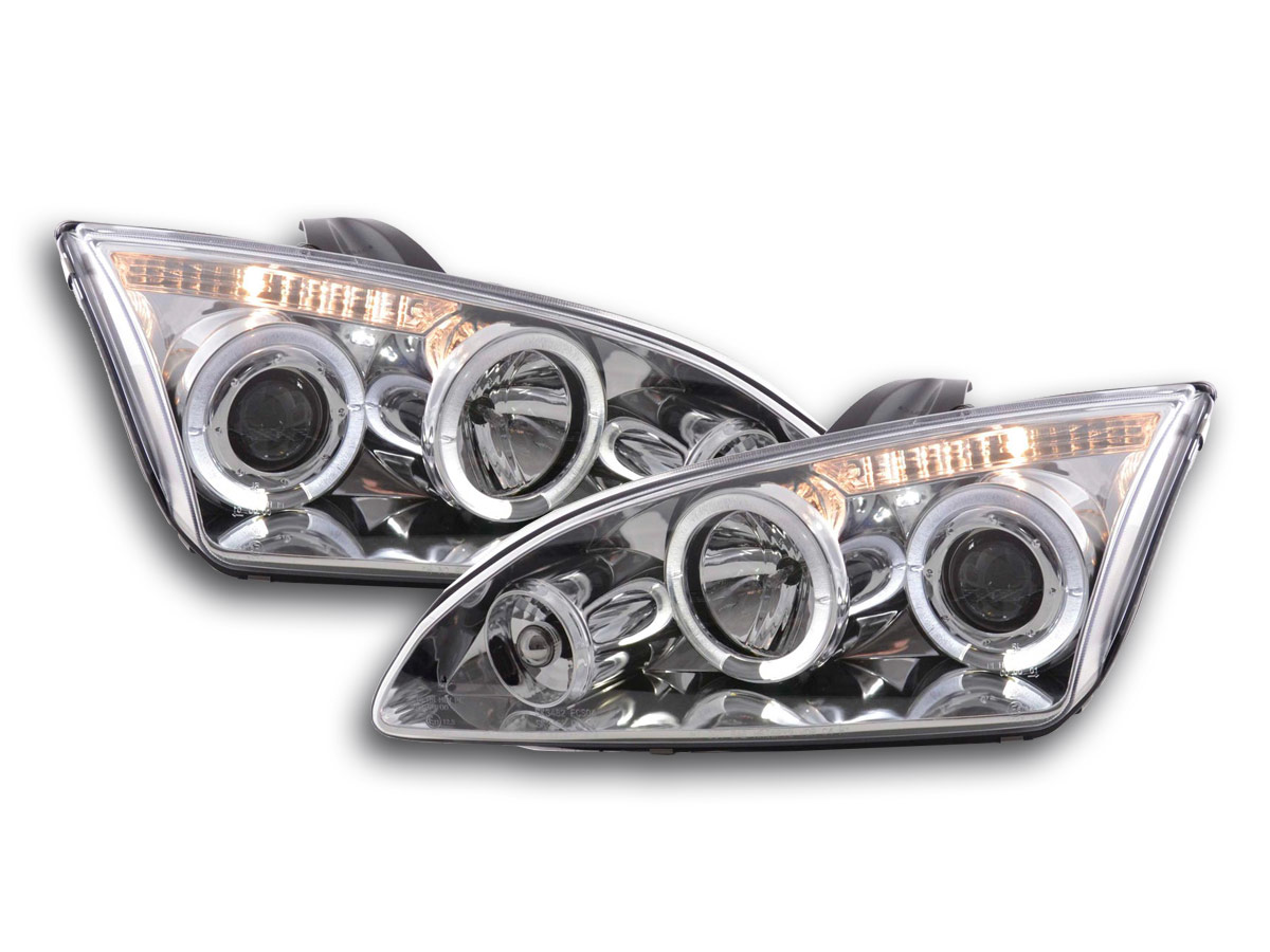 Headlights Ford Focus 05-.. Angel Eyes Chrome
