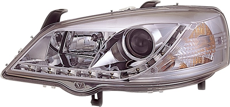 Headlights Opel Astra G 98-03 chrome with echte led dagrijlight