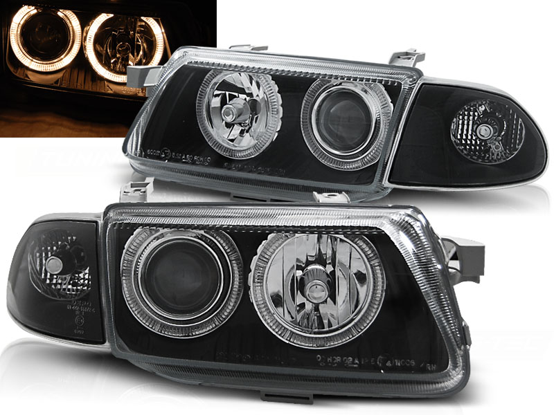 Headlights Opel Astra F Angel Eyes Black