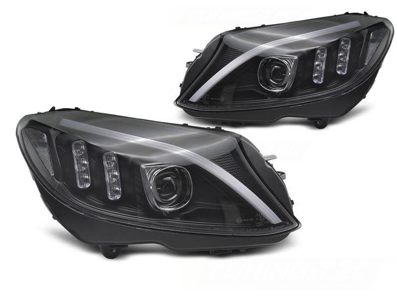 Headlights Mercedes C-Class W205 Full LED Tube Black