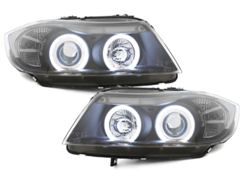 Headlights BMW E90/E91 Angel Eyes Black CCFL