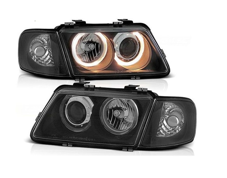 Headlights Audi A3 8L 96-00 Angel Eyes Black