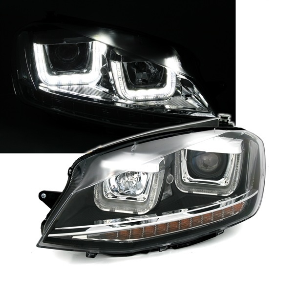 Headlights 3D LED DRL Volkswagen Golf 7 VII (2012-2017) Silver R-Line LED FLOWING Dynamic Sequential Turning Lights