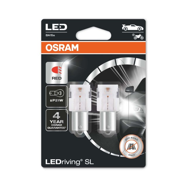 P21W Osram LEDriving 7506DRP-02B Rood