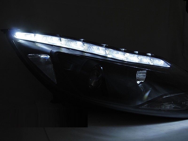 Headlights Ford Focus 11-14 LED DRL black